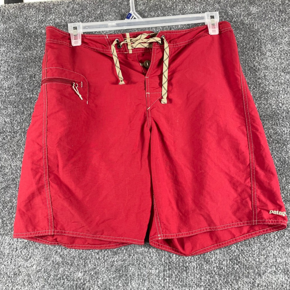 Patagonia Board Shorts Mens 32 Red Swim Trunks Nylon Wavefarer Surf Beach Swim